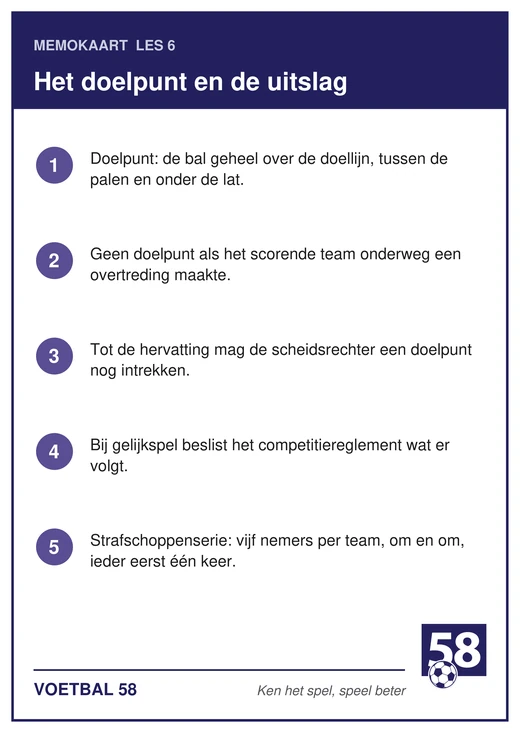 Memokaart van les 6