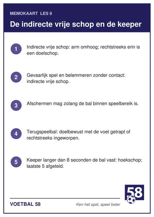 Memokaart van les 9