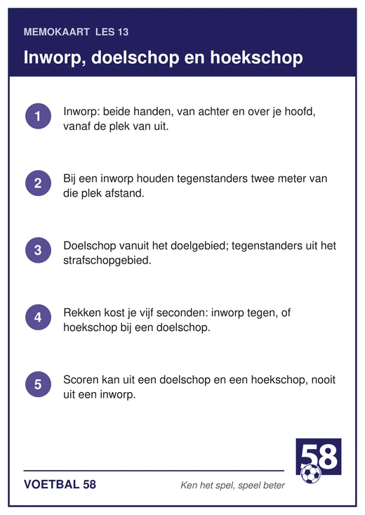 Memokaart van les 13