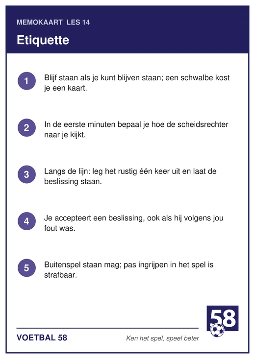 Memokaart van les 14